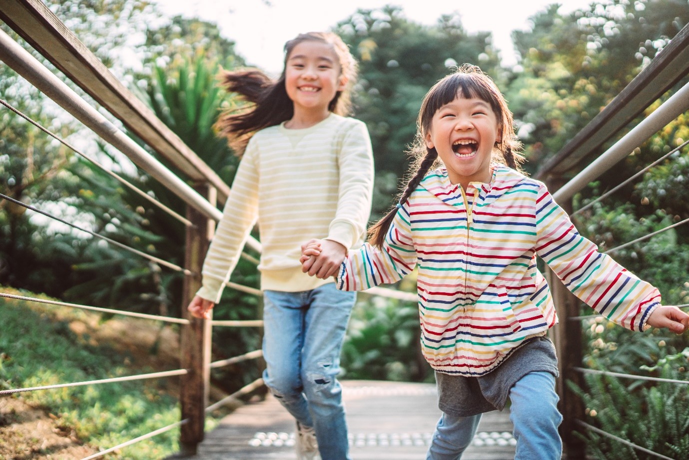 Children Crossing Bridge