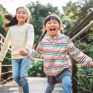 Children Crossing Bridge